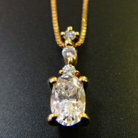 (あす楽) ファンシーズ K18ダイヤモンドネックレス (オーバルシェイプ)カット 0.427ct　 DTC(正規品）鑑定書付き 【送料無料】【クリスマス ギフト】【半額】