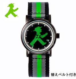 （あす楽）アンペルマン　腕時計　AMPELMANN　 クォーツ ラウンド ブラック文字板 ASC-4972-05　ナトー式替えベルト付き