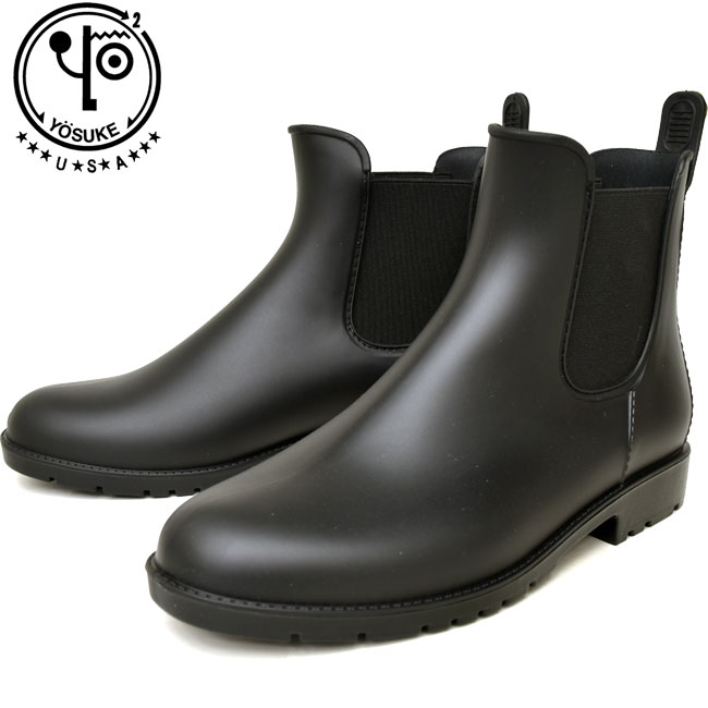 あす楽 送料無料 レインブーツ 長靴 ショートブーツ マート 靴 レディース YOSUKE 正規店仕入れの U.S.A ヨースケ LL S 1707035 M ブラック 雨靴 セール サイドゴアブーツ L