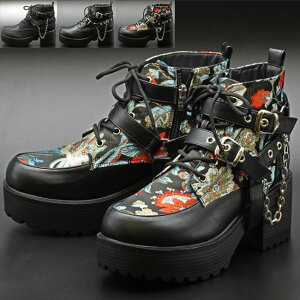 【 返品無料 交換無料 】 【 ショップ袋プレゼント 】 ヨースケ YOSUKE レースアップブーツ 厚底ブーツ ショートブーツ メンズ 全3色 26 27 ブラック 黒 4468008(予約)は10月下旬〜の入荷です