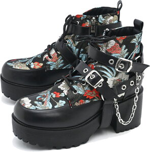 ヨースケ公式キズ補修液付 YOSUKE 厚底ブーツ メンズ マルチウェイ レースアップブーツ リングベルト・チェーン付き 歩きやすい 8cm 厚底ヒール ※(予約)は10月下旬入荷分予約販売