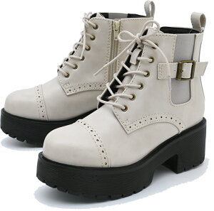 ヨースケ公式キズ補修液付 YOSUKE 厚底ブーツ レディース レースアップブーツ 防滑ソール使用 歩きやすい 6cm ヒール ショートブーツ