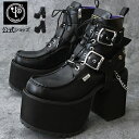 【公式SHOP特典キズ補修液付】【直営SHOP限定】 ヨースケ YOSUKE 厚底 ブーツ ブラック レースアップ レディース 歩きやすい 12cm 厚底ヒール 靴 ※（予約）は7月中旬入荷分予約販売