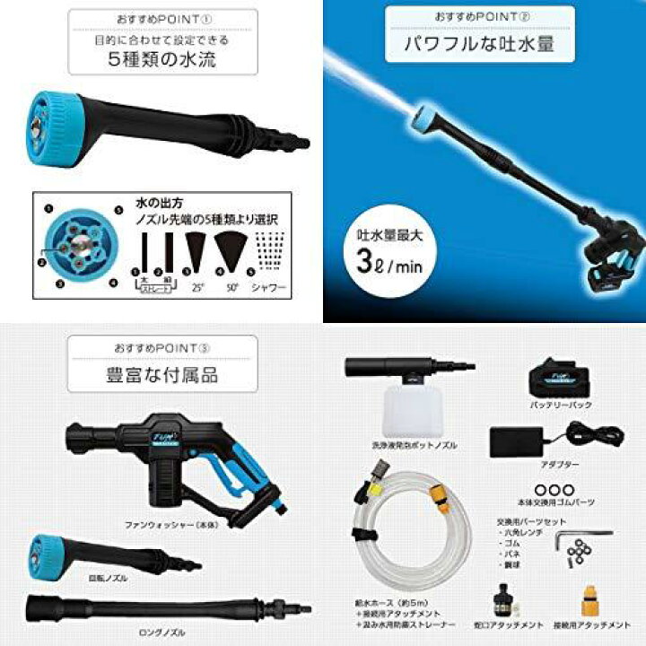 楽天市場】【送料無料】充電式コードレス高圧水洗浄機 FW-01 ファン 