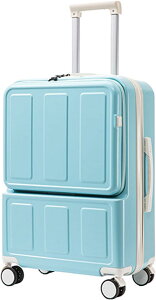 【★P5+500円クーポン】フロントオープン キャリーケース S M L XLサイズ バージョンアップ!前開き スーツケース USBポート付き カップホルダー付き 乾湿分離 PC材質 キャリーバッグMサイズ 大