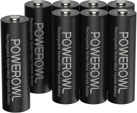 Powerowl単3形充電式ニッケル水素電池8個パック PSE安全認証 自然放電抑制 環境保護(2800mAh、約1200回循環使用可能