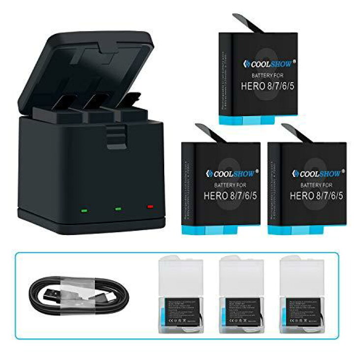 楽天市場】COOLSHOW GoPro HERO 8 バッテリー ゴープロ8 充電器 対応 