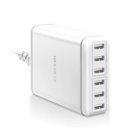 エレコム USB コンセント 充電器 合計60W USB-A×6 【 iPhone ( iPhone13シリーズ対応 ) / Android / タブレット 対応 】 ホワイト EC-ACD01WH