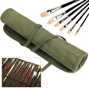 COOLBOTANG キャンバス画筆ケース ロール ペン ケース 道具入れ ペイントブラシバッグ 22スロット 画筆ホルダー 油絵筆 水彩筆用 筆入れ 筆収納 巻き ペン ケース