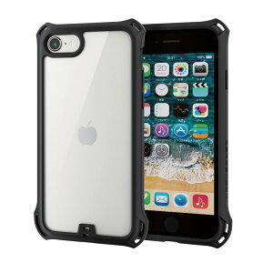 �G���R�� iPhone SE (��2����/��3����) / 8 / 7 �p �P�[�X �ϏՌ� �p�G�A�N�b�V���� �w�ʃN���A ZEROSHOCK �u���b�N PM-A22SZEROFCBK