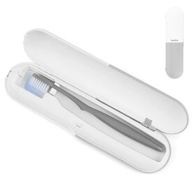 Iseebiz 歯ブラシ除菌器 UV-C除菌 3分自動タイマー 歯ブラシ収納 歯ブラシ除菌ケース USB充電式 コードレス 持ち運びに便利 コンパクト 壁掛け可能 家庭用 旅行用 携帯用 グレー XDQ-0387