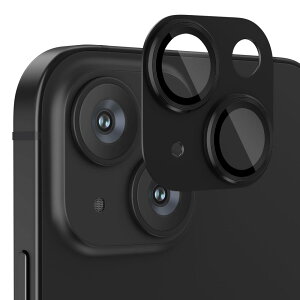 Podick レンズカバー iPhone 15 /15 Plus用 カメラフィルム アルミ合金製 9H強化ガラス 傷防止 レンズ保護 耐衝撃 アイフォン15 /15 プラス 用 カメラ保護 高透過率 黒縁取り 露出オーバー防止 カメラ