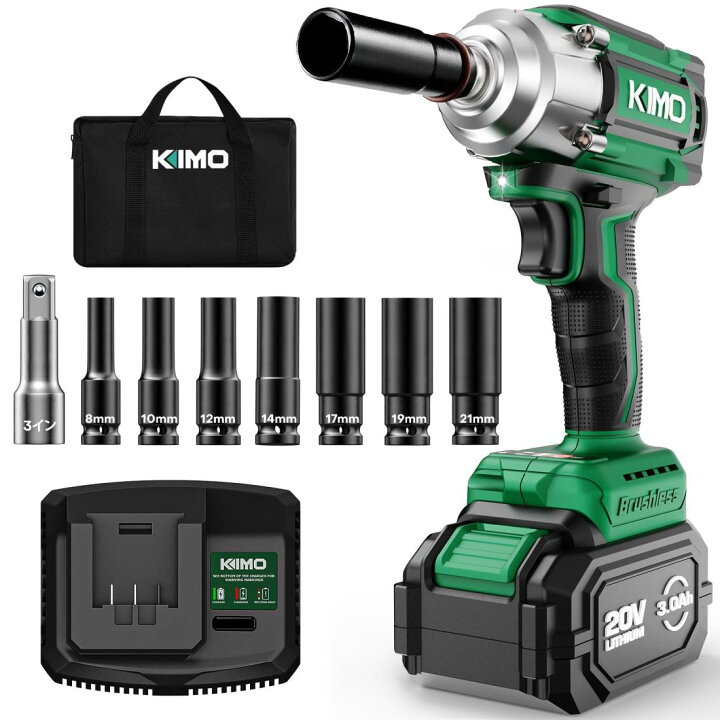 楽天市場】KIMO 電動インパクトレンチ 充電式 20V 3000mAhバッテリー 