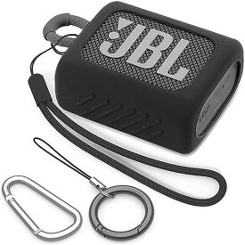 BEAUDOM JBL GO 3 シリコンケース 保護カバー衝撃吸収 携帯便利 JBL GO3 Bluetooth スピーカ専用保護収納 ストラップとフック付き (ブラック)