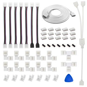 Xinyuansu LED�X�g���b�v���C�g�R�l�N�^ 4�s�� 10mm����SMD 5050 RGB LED �e�[�v���C�g�R�l�N�^ led�e�[�v �����p�P�[�u�� 2����ڑ� �P�[�u�� �ύ����� �ϋv��