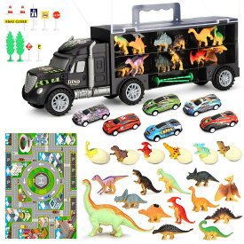 恐竜 おもちゃ 知育玩具 男の子 女の子 車セット 3 4 5 6歳誕生日 動物 ミニフィ ギュア 収納 カー ミニカーセット ランキング クリスマス プレゼント