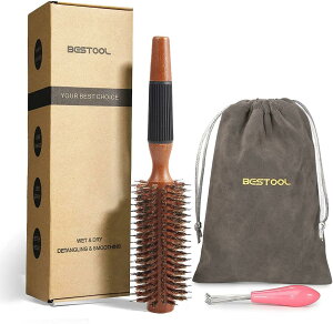 BESTOOL ロールブラシ ヘアブラシ ロール くし 木製 櫛 ヘアケア 高? コーム レディース メンズ ブロー カール 巻き髪 耐熱 人気 艶髪 美髪ケア (S)