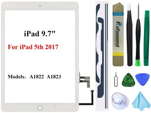 iPad 5 ��5����2017(A1822 A1823)�����p�X�N���[���f�W�^�C�U�[���� (LCD�͊܂܂�܂���)�z�[���{�^���t�� + �v���C���X�g�[���ڒ��� + �c�[���Z�b�g(�z���C�g)