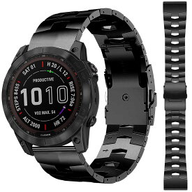 金属高級バンド 対応Garmin Approach S62/S60/Garmin Fenix 7/6 pro/6/5/5 plus/Instinct Crossover金属高級バンド 交換バンド 金属 高級ステンレスバンド ステンレス 調節可能 ビジネス風 ForeAthlete 945交換バンド（22mm/ブラック）