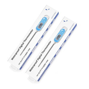 GXSTWU 防水温度計 デジタル 水温計 速読 水洗可 錆防止 最高最低温度記憶 スティック 湯温度計 ホワイト 日本語取扱説明書付属 (二本セット)