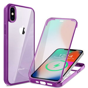 HAUTRKBG iPhone X iPhone XS pP[X 360°Sʕی [ʋKX] [100ʊx]tJo[ CX[dΉ ČRMILKi擾 ϏՌ ACtHX NA P[XEX}zP[X iPhone XS lC 5.