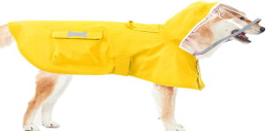 MAMORE 犬用レインコート ポンチョ カッパ ドッグ雨具 着脱簡単 防水 撥水 防風 反射材 フード付き 丈夫 軽量 速乾 小型犬 中型犬 大型犬 梅雨対策 散歩 防雨 通気 可愛い (Medium, イエロー)