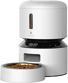 PETLIBRO 自動給餌器 猫 中小型犬用 定時定量 1日6食 自動餌やり機 4重鮮度保持 ツイストロック式蓋 水洗い可能 餌詰まり防止機能付き ステンレス製ボウル 手動給餌可 録音可 タイマー式 2WAY給電 日本語説明書付き 3L ホワイト