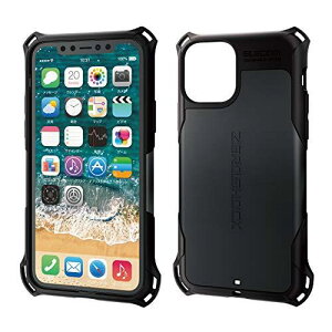�G���R�� iPhone 11 Pro �P�[�X ZEROSHOCK �ϏՌ� [�������̏Ռ�����{�̂��Ռ��z���\�� (�Ռ��z���t�B�����t)] �X�g���b�v�z�[���t�� �u���b�N PM-A19BZEROBK