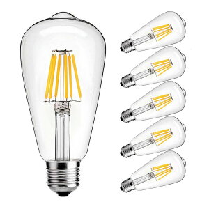 LED �G�W�\���d�� ST64 �t�B �������g LED�d�� E26���� (6W) 60W�`���� �d���F����2700K �L�z���^�C�v 360�x���� �N��LED�d�� �G�W�\�������v LED �N���V�b�N ���g���d�� �V�����f���A�pLED�d�� �������