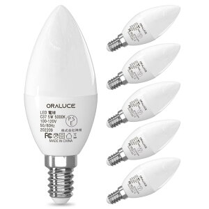 ORALUCE LED �V�����f���A �d�� e12 led 40W���� �����F 5000K 5W 450lm �C��d�� ���P�x �ȃG�l ���`���Ή� �񒲌� 6��