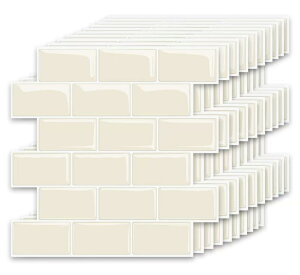 MORCART タイルシール キッチン 耐熱 防水 洗面所 トイレ DIY 家具やアイテムの装飾 タイルシート 壁紙シール 3D リメイクシート (30x30cm, 10枚, ライトアプリコット)