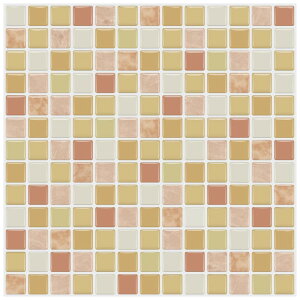 MORCART タイルシール 防水 耐熱 キッチン 洗面所 トイレ DIY 家具やアイテムの装飾 モザイクタイルシート 壁紙シール 3D リメイクシート (25x25cm, 4枚, イエロー)