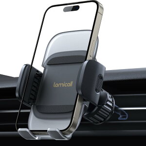 【金属製フック・ワンタッチ】 車載 吹き出し口 スマホホルダー Lamicall アクリル バネ 式 フック エアコン 車載用 スマホ 固定 スタンド 送風口 ルーバー 自動車 携帯 片手操作 ワンタッチ 伸