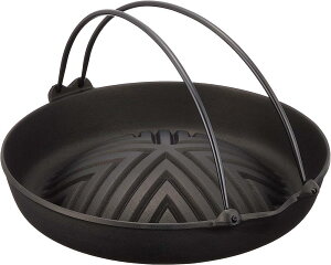 岩鋳 Iwachu 焼肉ジンギスカン鍋 ツル付 黒焼付 直火用 南部鉄器 23006
