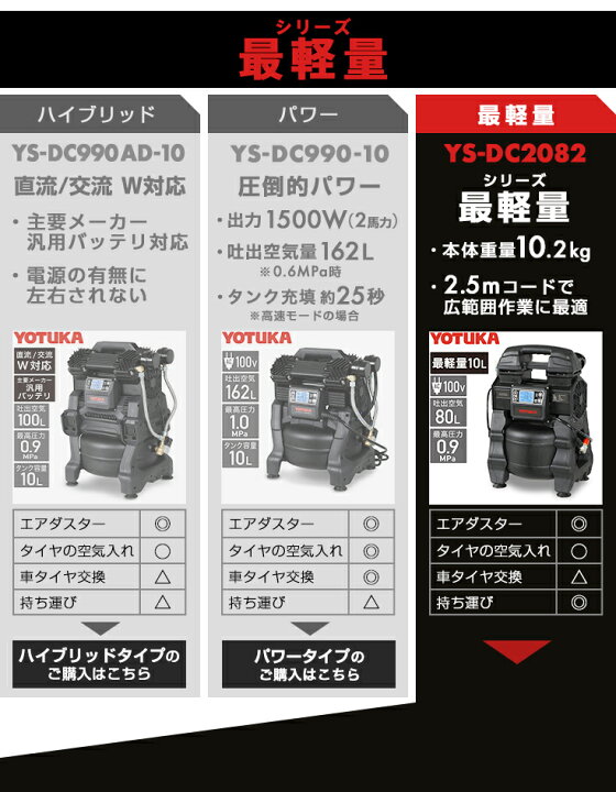 楽天市場】＜数量限定＞ シリーズ最軽量 エアーコンプレッサー YOTUKA 