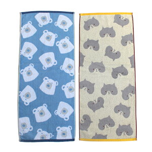 フェイスタオル かわいい 2枚セット クマ タオル 猫 送料無料 アニマル かわいい セット ねこ 北欧 アニマル柄 おしゃれ 動物柄 おしゃれ 入園 入学 出産 お祝い 可愛い プチギフト ラッピン