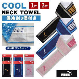 【2枚以上送料無料】クールネック タオル 保冷剤 3個 【在庫僅か】ポケット スポーツタオル ブランド プーマ puma 冷却タオル ひんやりタオル クールタオル 熱中症対策 首 冷やす 冷感 保冷 ロングフェイス プレゼント キャンプ スポーツ 登山 散歩 首に巻く