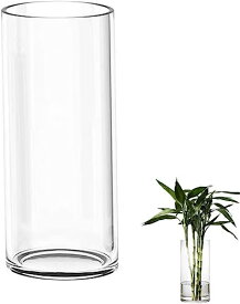 DARENYI ガラス 花瓶 大きい 高さ35cmフラワーベース 円柱 大きめ 透明 大型 花瓶 クリア シンプル おしゃれ インテリア (直径12cm 高さ35cm)