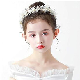 YFFSFDC 髪飾り カチューシャ フラワー ヘアバンド ヘッドドレス 女の子 花嫁 花冠 パール ウェディング パーティー 発表会 入学式 卒業式 ホワイト