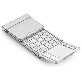 iClever Bluetooth ワイヤレス キーボード 折り畳み モバイルキーボード タッチパッド付き マルチペアリング ブルートゥース5.1 USB ipad ミニキーボード コンパクト アルミ製 Windows/Android/iOS/Mac など対応 (シルバー) IC-BK08
