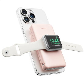 iWALK MAG-Xモバイルバッテリー マグネット式ワイヤレス充電 Apple Watch充電器10000mAh PD急速充電 Apple Watchとiphone同時充電 アップルウォッチ充電器 コンパクト PSE技術基準適合 iPhone 14/13/12シリーズ/Apple Watch Ultra/8/7/6/5/4充電対応 ピンク