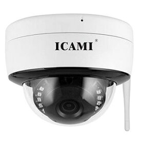 ICAMI 防犯カメラ 屋外 ワイヤレス 監視カメラ SDカード録画 留守 ネットワークカメラ 家庭用 スマホ マイク内蔵 500万画素 簡単 設置 車上荒らし 遠隔監視 防水 IPカメラ 無線 回転なし