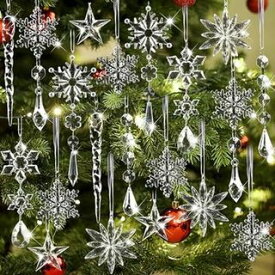 JANLOFO クリスマス オーナメント 28個セット クリスマスツリー オーナメント 雪の結晶 クリスマス 飾り 屋外 ツリー オーナメント クリスマスツリー 飾り アクリル 星 氷柱