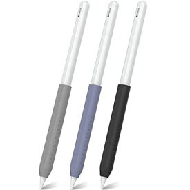 NIUTRENDZ Apple Pencil グリップ 第2世代 シリコン製 アップルペンシル グリップ 専用 握りやすい 疲れ軽減 三つセット (Apple Pencil 第2世代, グレー + パープルブルー + ブラック)