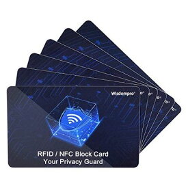 Wisdompro スキミング防止カード 6枚入 RFID/NFCブロック 磁気遮断 電子マネー/スキミング犯罪防止 クレジットカード、IC/IDカード、パスポート 個人情報保護 ブルー