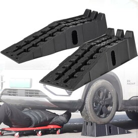OULEME カースロープ タイヤスロープ 新しいスタッキング可能 整備用スロープ 油圧ジャッキ代替 オイル交換 7t高耐荷重 大型車用SUV/ジープ/バン/トラック対応2個