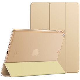 JEDirect iPad 9.7インチ (2018/2017，第6/5世代用) ケース PUレザー 三つ折スタンド オートスリープ機能 (ゴールド)
