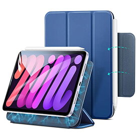 ESR iPad mini6 ケース 2021 マグネットケース iPad mini6 カバー 8.3インチ 2021モデル 強力磁気吸着 オートスリープ/ウェイク対応 Pencil 2対応 スリム 軽量 手触りがいい カバー ネイビーブルー