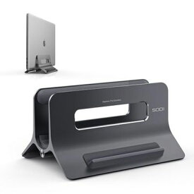 SODI ノートパソコンスタンド 縦置き MacBook対応スタンド 幅調節不要 PCスタンド 重力ロック ラップトップスタンド 安定性向上 冷却効果 省スペース 自動的に 意匠特許権 Vertical Laptop Stand アルミ合金素材 日本語取扱説明書 自宅 オフィス スペースグレイ