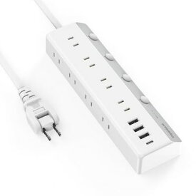 電源タップ 個別スイッチ付き 延長コード 2m usb コンセント TESSAN 8個AC口 3個USB-Aポート 1個USB-Cポート テーブルタップ 壁掛け マルチタップ oaタップ 蛸足コンセント たこ足配線 節電 タップ 省エネ 雷ガード